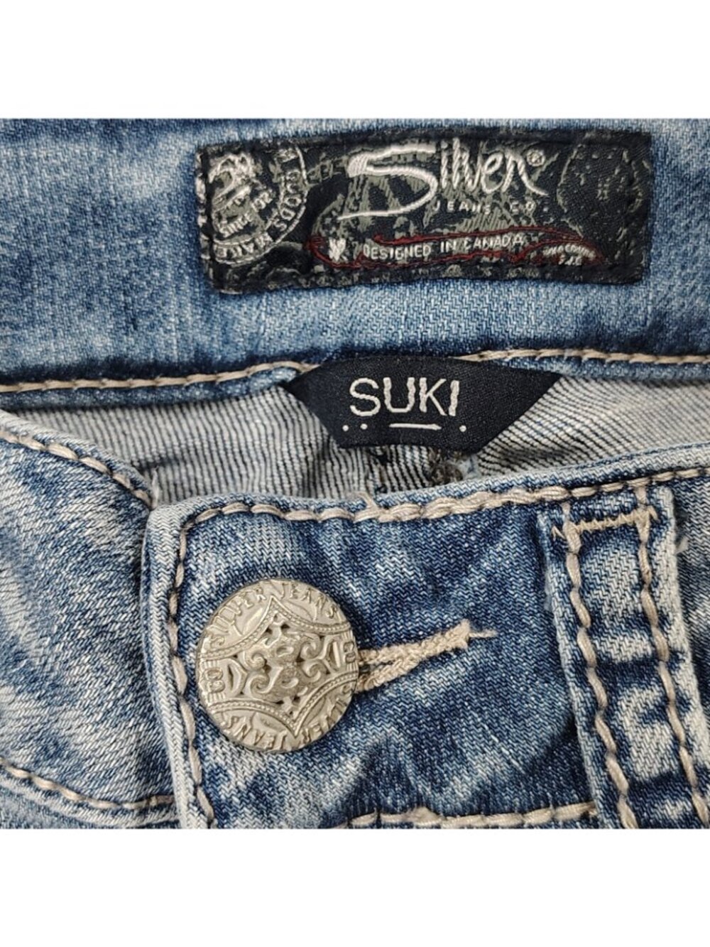 Silver Jeans Suki Womens W28 L31 Western Slim Boot Pants Light Wash Denim Blue - Picture 6 of 16